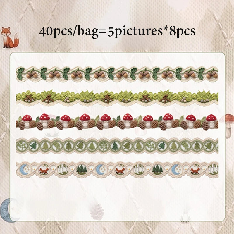 Vintage Crochet Pattern Long Stickers, Bulk Scrapbook Stickers with Assorted Designs, Multi-use Journal Decor KitVintage Crochet Qme A