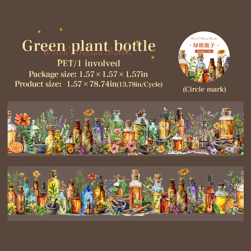 4cm*2m Gothic witch's potion bottle PET Tapes DIY Scrapbooking Stickers Masking Tape Collage Journal Creative Stationery Tapes Qme D