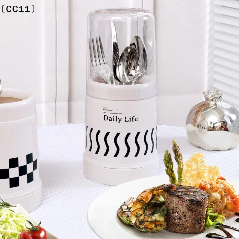 Dustproof Chopstick Bucket Lid Kitchen Tableware Spoon Storage Box Qme