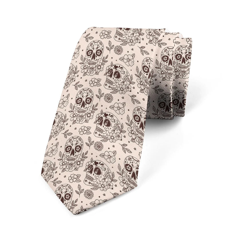 Funny Skull Print Tie Unisex Casual Creative Novelty Men's Fashion Qme style2