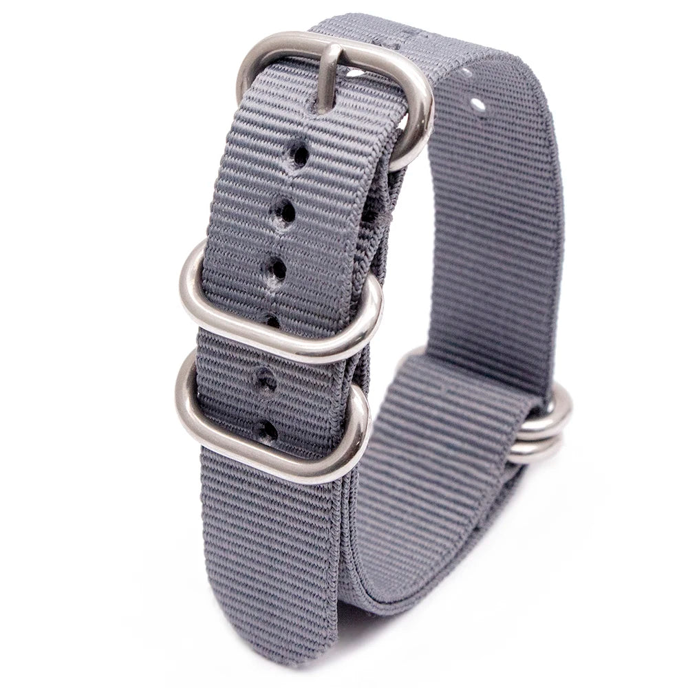 Durable Nylon Watch Strap Army Sport Style Watch Band 18/20/22/24MM 41 Colors Replacement Watch Accessories Qme Gray 24mm