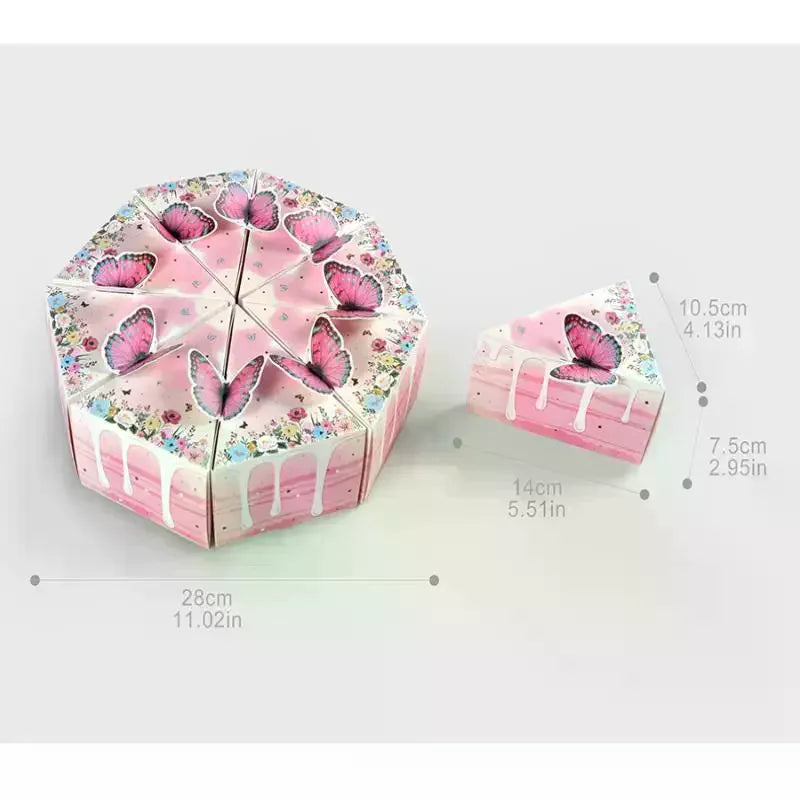 8/10Pcs Triangular Cake Shaped Paper Gift Box Cookie Candy Baby Shower Favors Treat Kids Birthday Party Dessert Packaging Boxes Qme