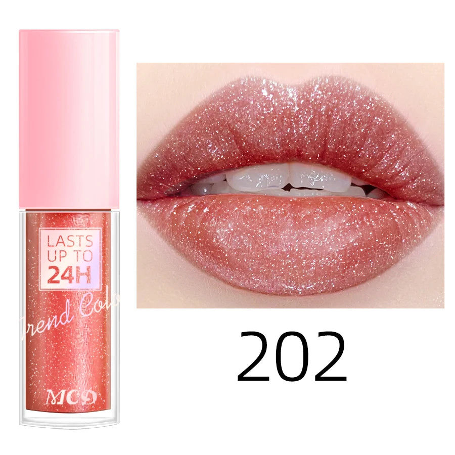 18 Colors Glitter Lip Glaze Long Lasting Gloss Waterproof Liquid Qme 202