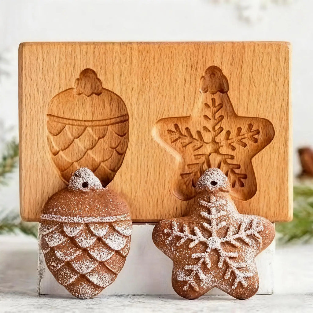 wooden Cookie Press Stamp 3D Easy Release Tools Cookie Press Molds For Family Home Party Holiday Indoor Outdoor Baking tool Qme