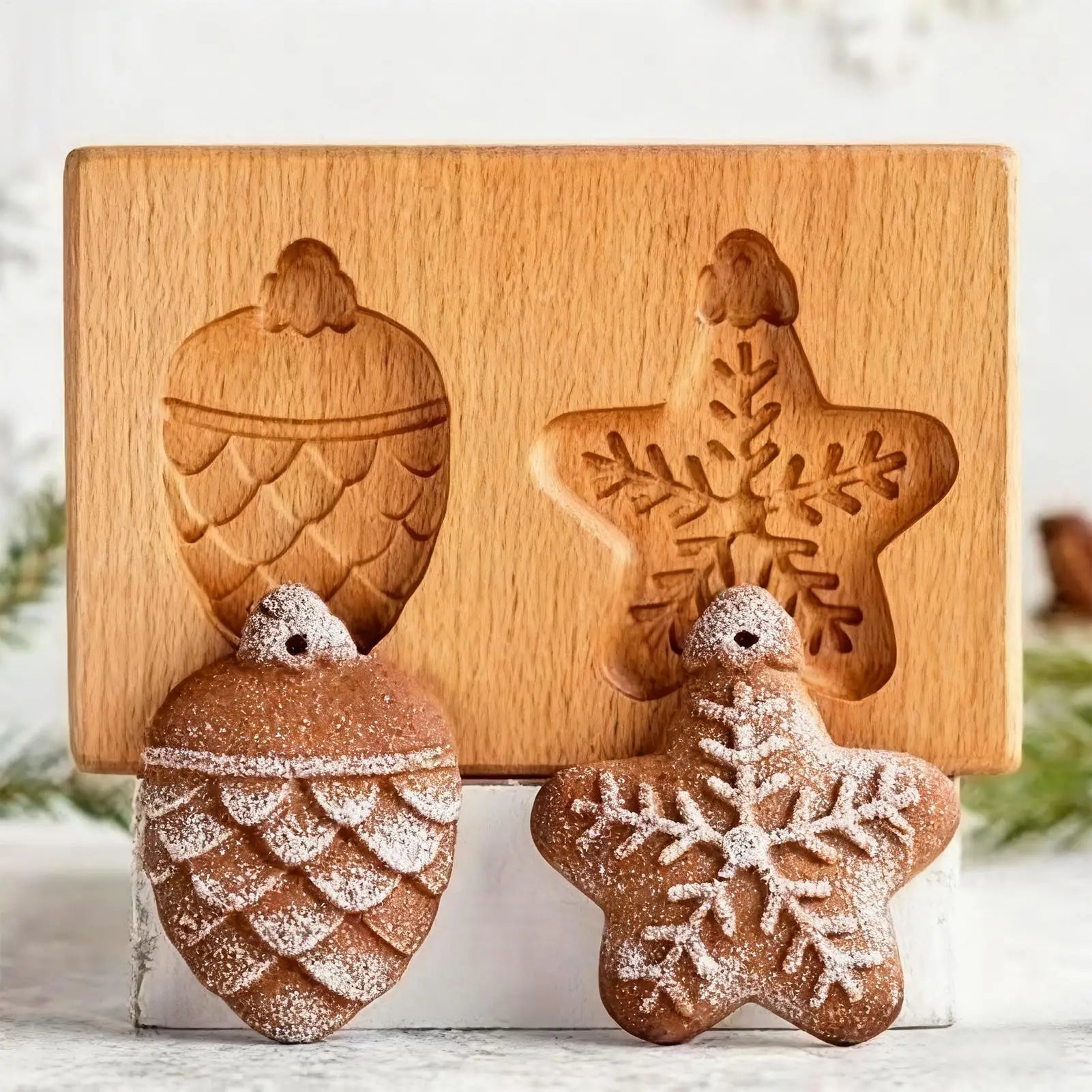 wooden Cookie Press Stamp 3D Easy Release Tools Cookie Press Molds For Family Home Party Holiday Indoor Outdoor Baking tool Qme