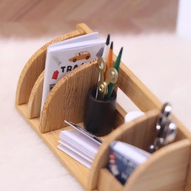 Doll House Accessor Dollhouse Miniature Desktop Bookshelf Stationery Qme