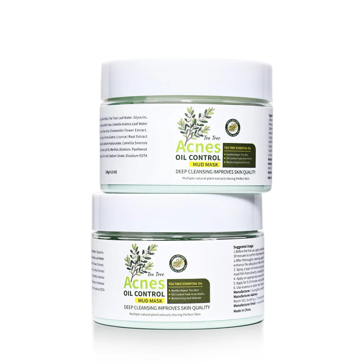 Natural Organic Tea Tree Acne Removing Mud Facial Mask Soothing Oil Qme