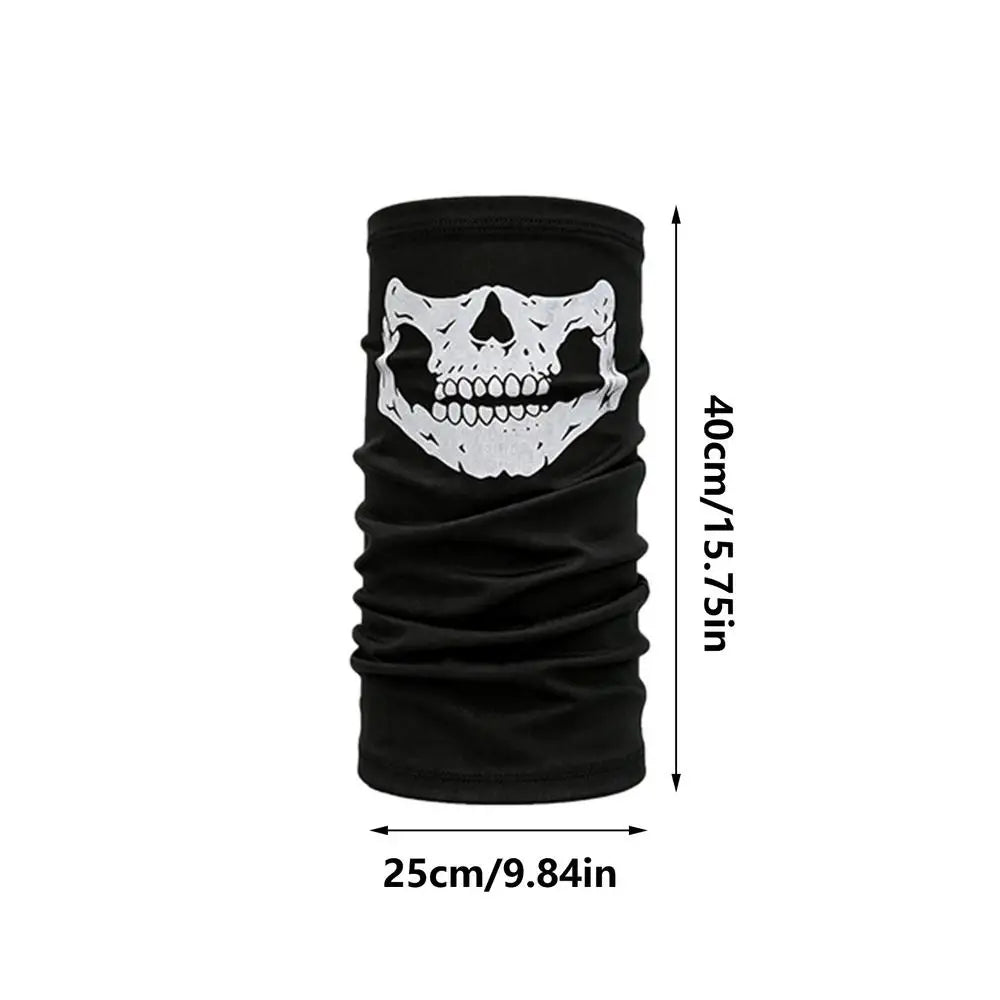 1pcs Face Cover Skull pattern Breathable Head Scarf Outdoor Sports Face Bandana for Men Women Cyclists Bikers Riders Runners Qme Black