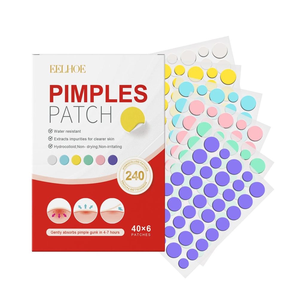 240Pcs Salicylic Acid Acne Pimple Patches Colorful Round/Heart/Flower/Star Shape Acne Removal Skin Care Stickers Covering Zits Qme Circle 240Pcs