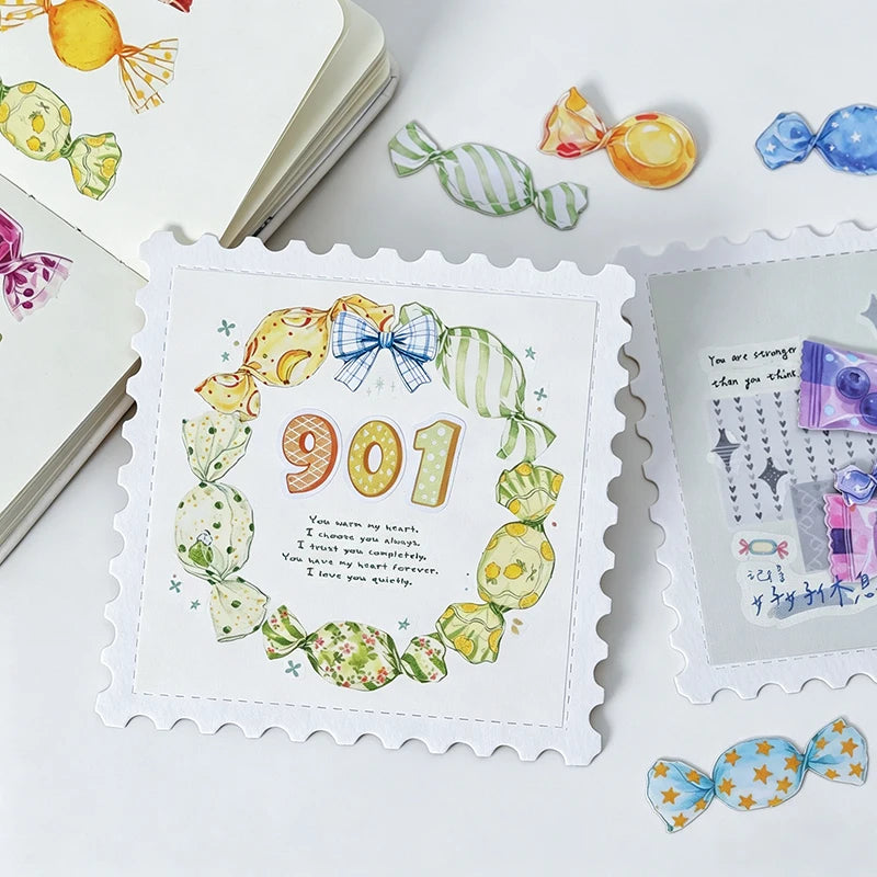 Candy Shaped Sticker Pack, Sweet Style Stickers for Junk Journal Decoration, Decorative Stickers for Water Cups, Photo Frames Qme