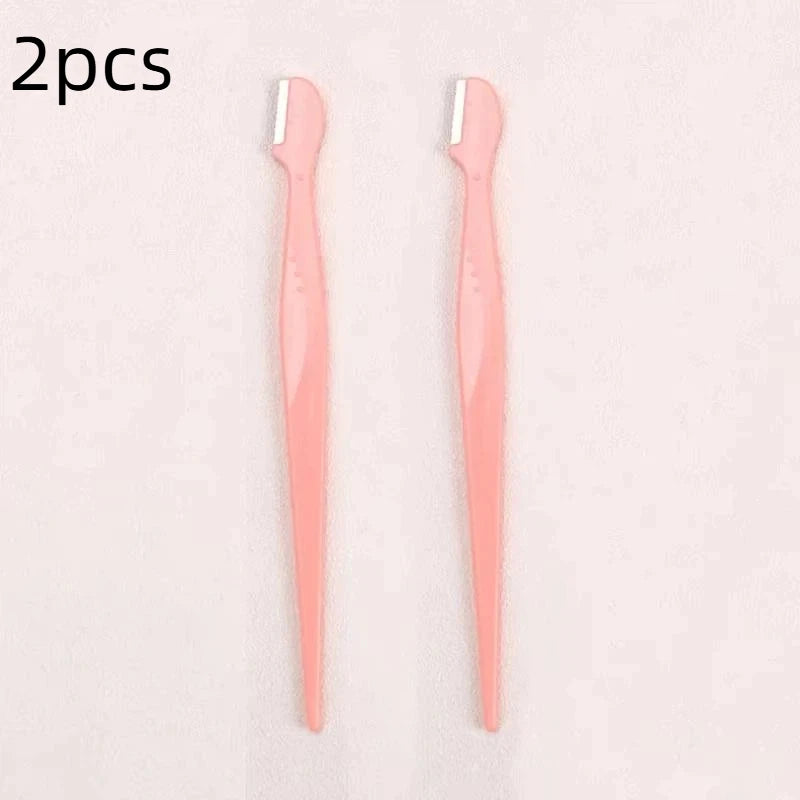 Precision Straight Handle Eyebrow Trimmers 2 3 Round Head Grooming Qme 2pcs Orange