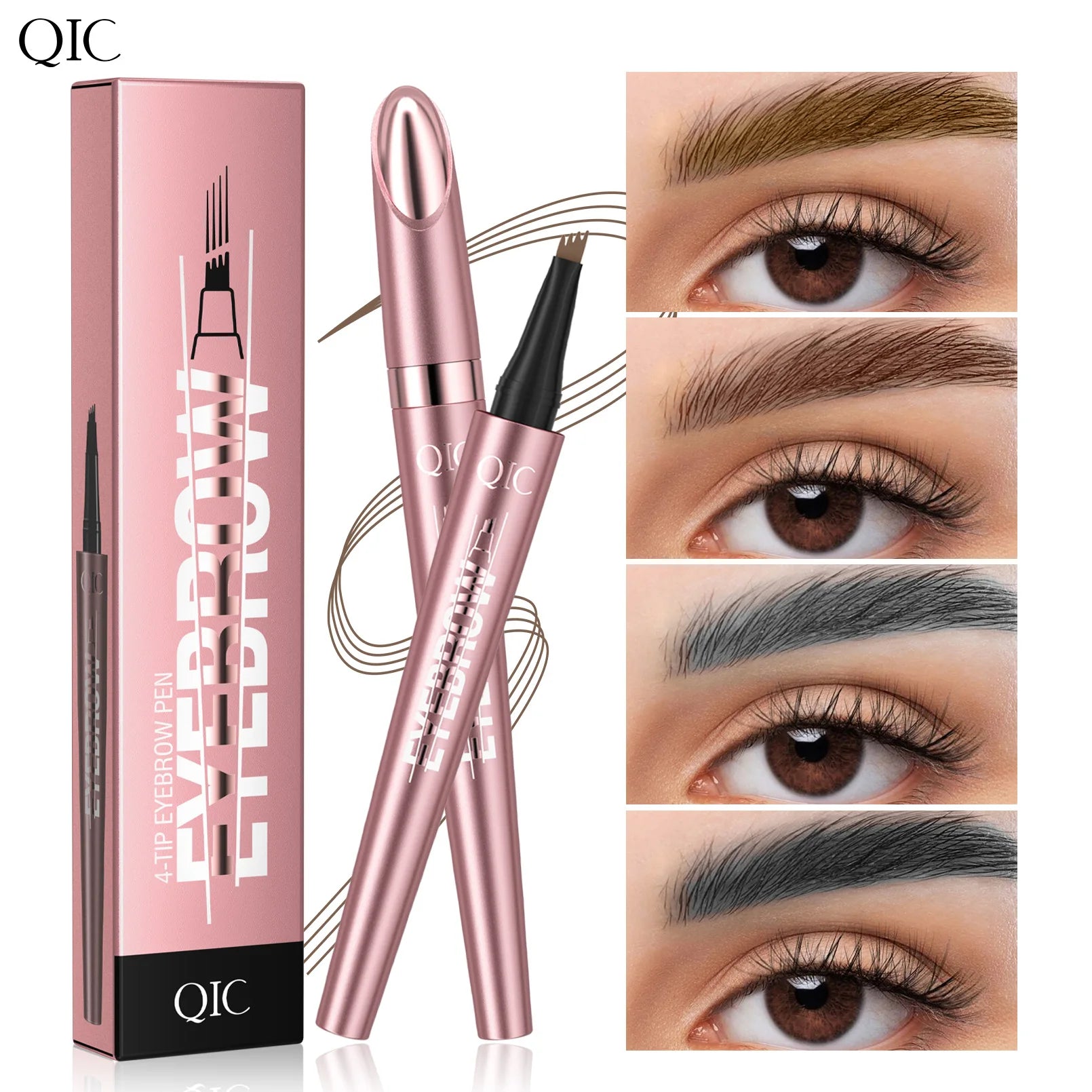 Four Claw Liquid Eyebrow Pen Waterproof Sweatproof Long Lasting 3D Wild Brow Microblading Makeup for Beginners Qme