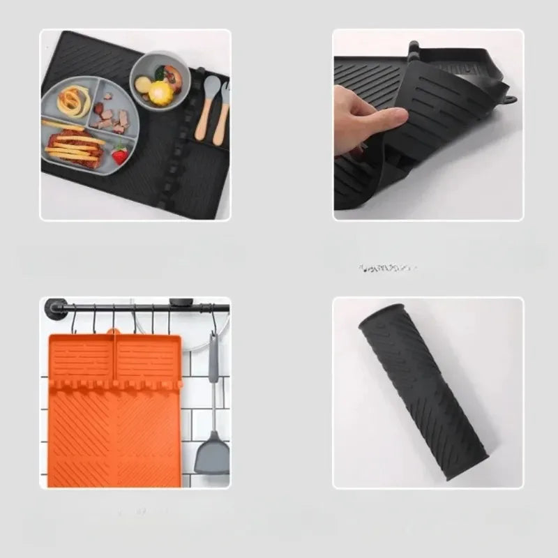 Heat Resistant Silicone Grill Tool Holder Mat Side Shelf Drip Pad Qme