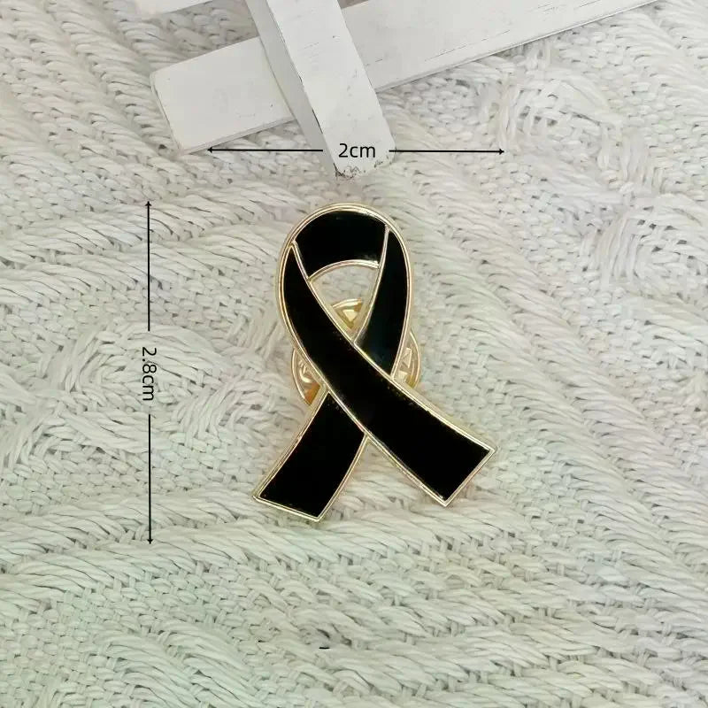 1/5/10Pcs Black White Ribbon Brooch Funerals Memorial Pin For Woman Men Metal Ribbon Mourning Badge Suit Dress Shirt Accessories Qme