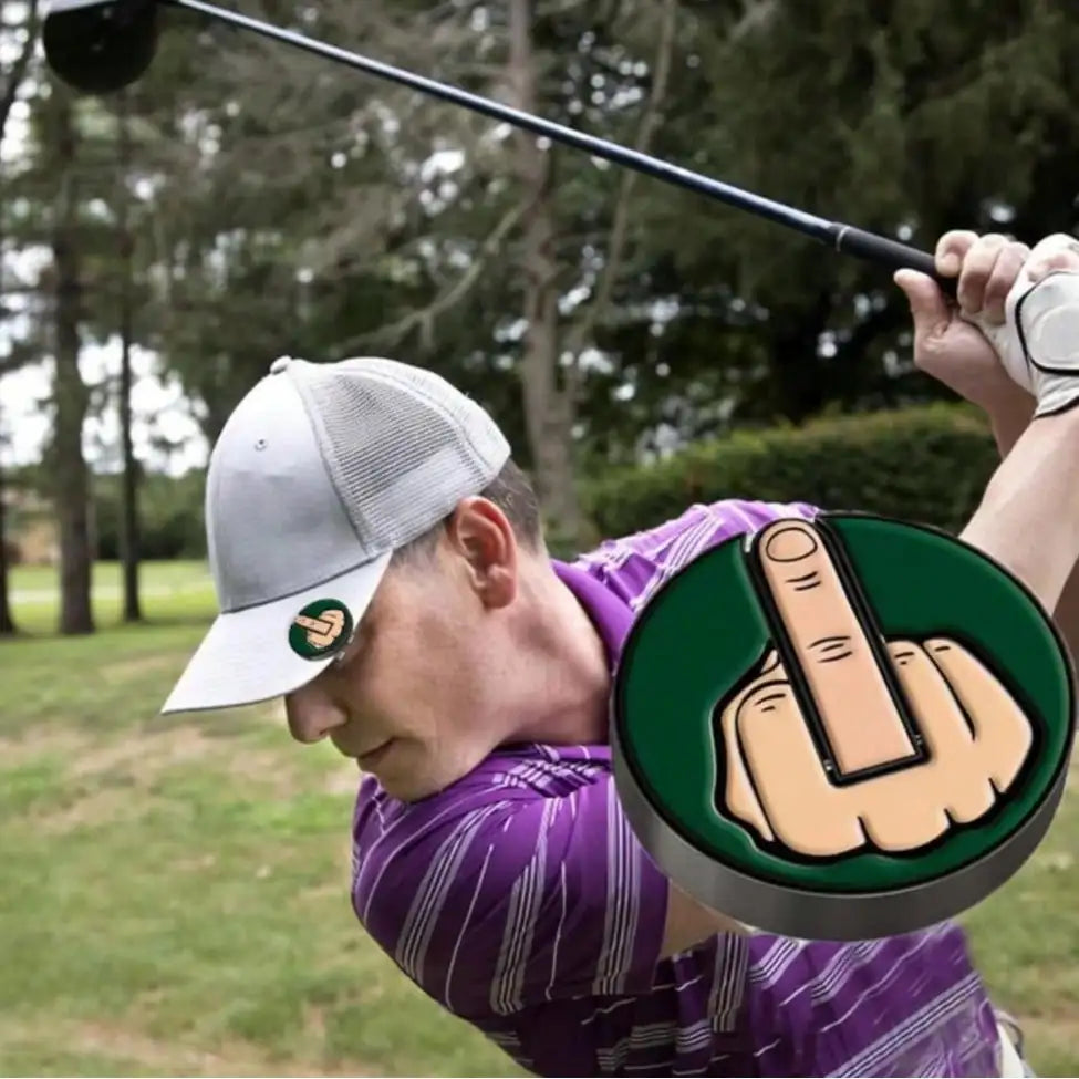 Vertical Middle Finger Golf Cap Clip Marker Ball Position Magnet Qme