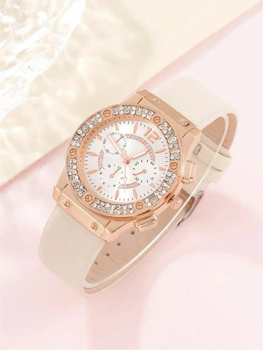 5PCS Set Fashion Women Watches Simple Ladies Business Leather Quartz Watch Womens Necklace Earrings Wristwatch Qme