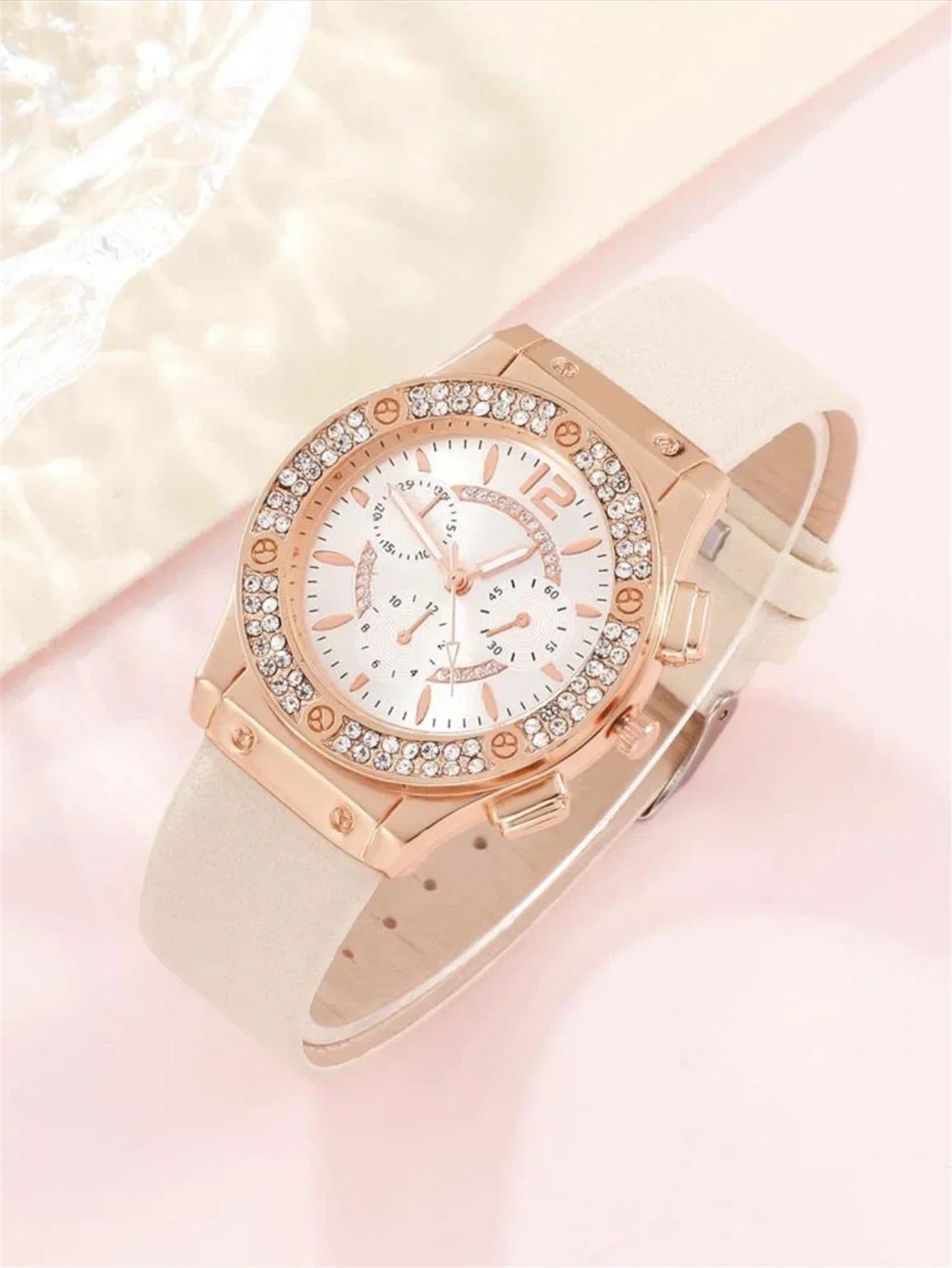 5PCS Set Fashion Women Watches Simple Ladies Business Leather Quartz Watch Womens Necklace Earrings Wristwatch Qme