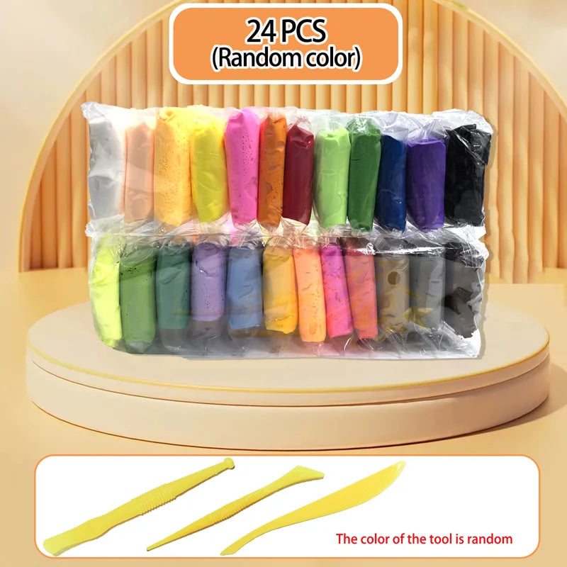 12/24/36 Color Clay Air-dried Clay Set Ultra Light Plastic Clay with Carving Tools DIY Crafts Toy Gifts for Friends Children Qme 24 colors