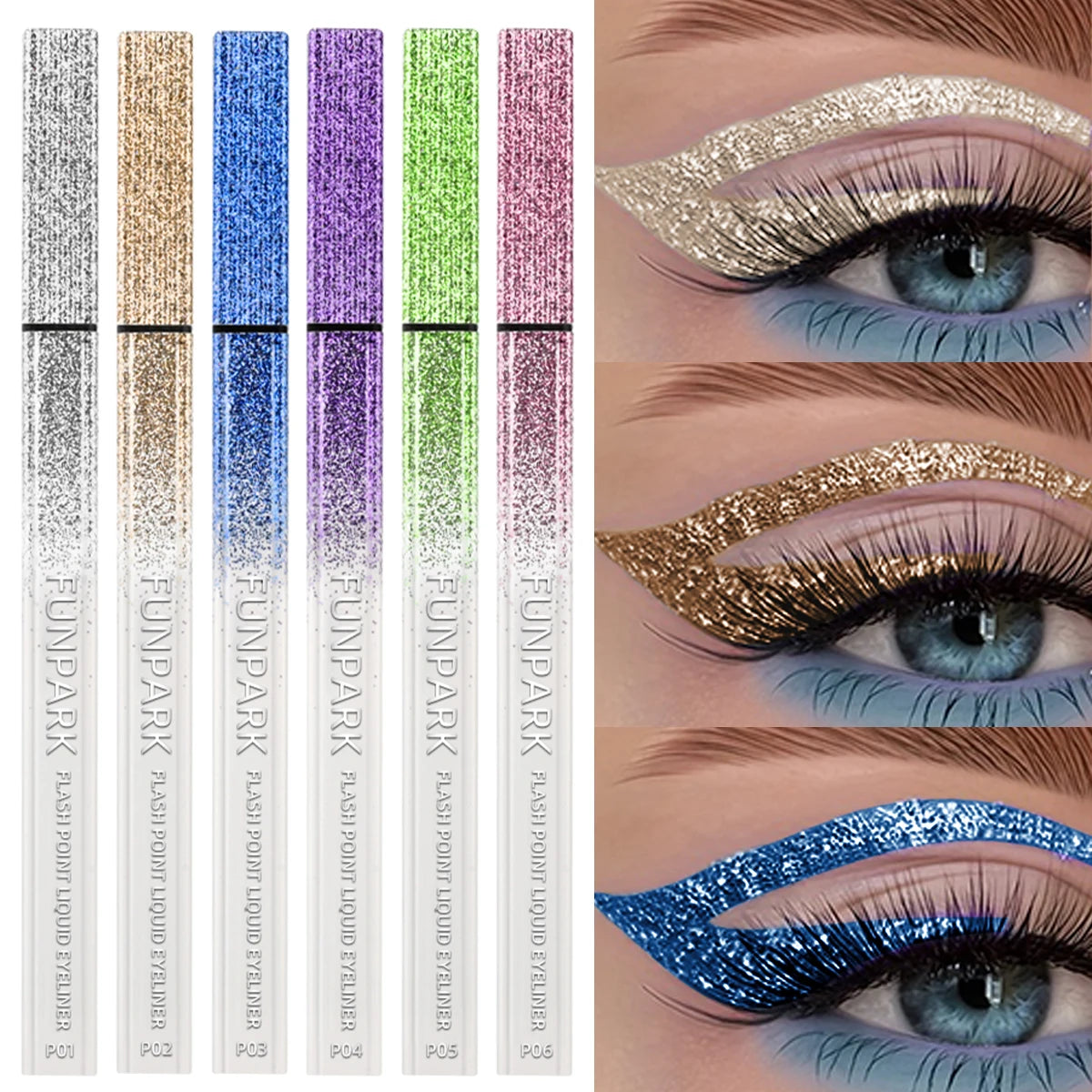 Glitter Liquid Eyeliner Pencil Waterproof Purple Pink Blue Eye Liner Qme