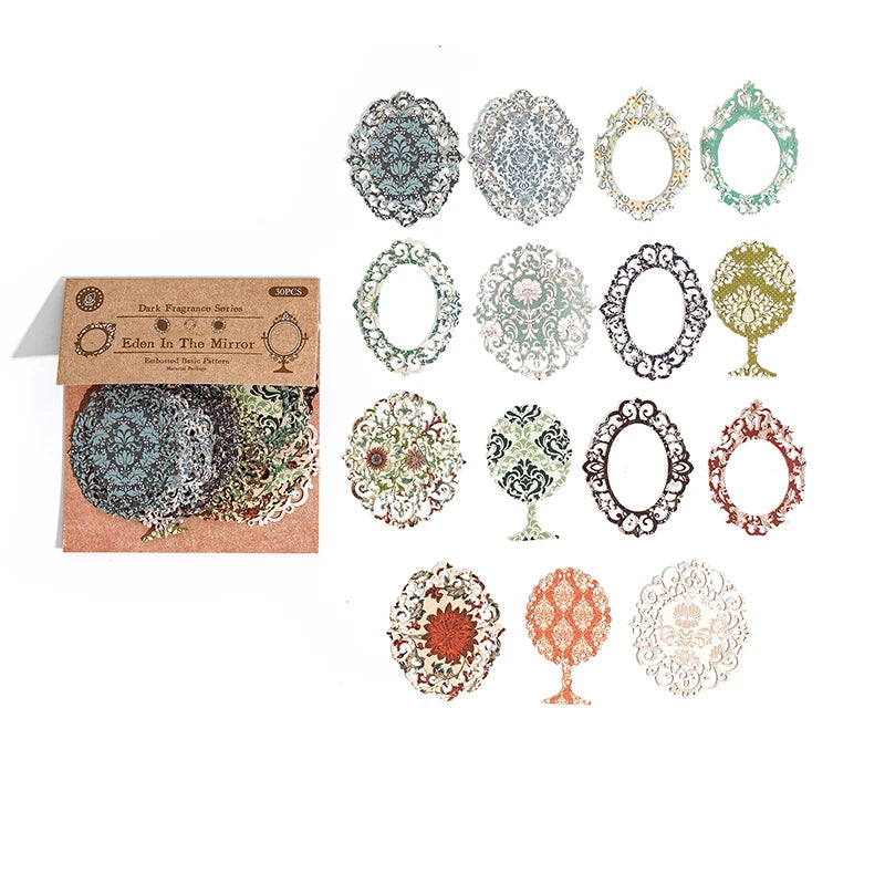 30pcs/pack Decor Scrapbook Hollow lace Materials Paper Combo Kit DIY Junk Journal Collage Photo Album Vintage Stationery Qme B