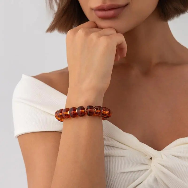 Y2K Colorful Smudging Resin Beads Chain Necklace For Women Trend Collares Vintage Clavicle Chain Party Jewelry Qme A20