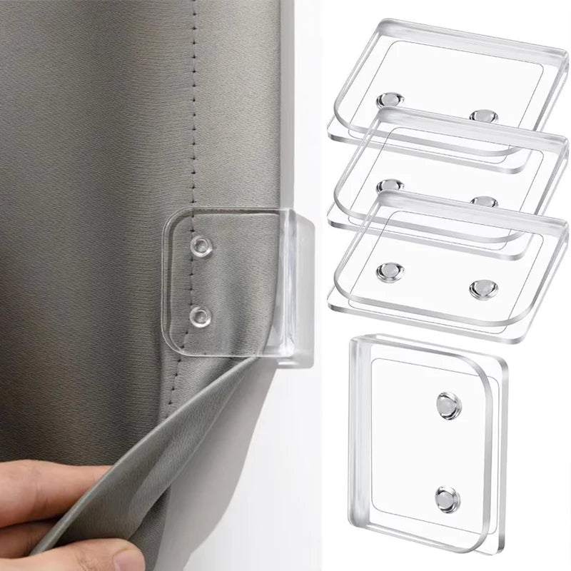 Clips para cortina de ducha de baño, fijador autoadhesivo de plástico a prueba de viento, gancho de Clip de borde transparente, Qme