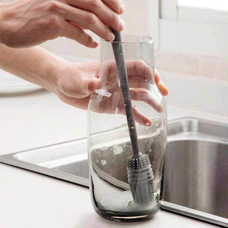 Silicone Cup Brush Milk Bottle Cleaning Brush Long Handle Water Bottles Cleaner Glass Cup Cleaning Brush Kitchen Cleaning Tools Qme
