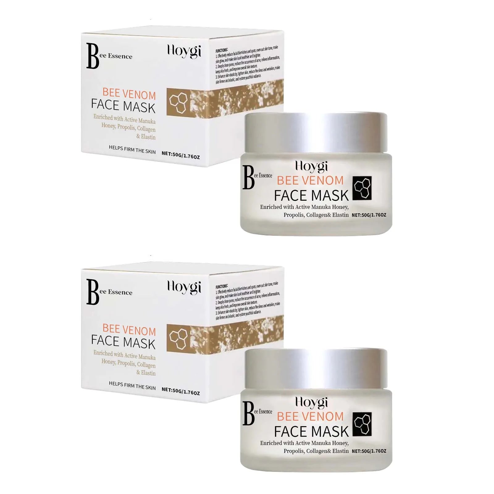 Propolis Facial Mask Moisturizing Brightening & Pore Purifying Soothing Bee Venom Firming Skin Facial Care Mask Nourishing Qme 2Pcs