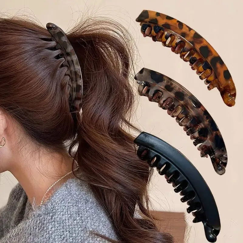 Tortoiseshell Banana Hair Clip Fish Shaped Hairpin For Women Hair Accessories Hairgrips Twist Clamp Ponytail Barrettes Headwear Qme