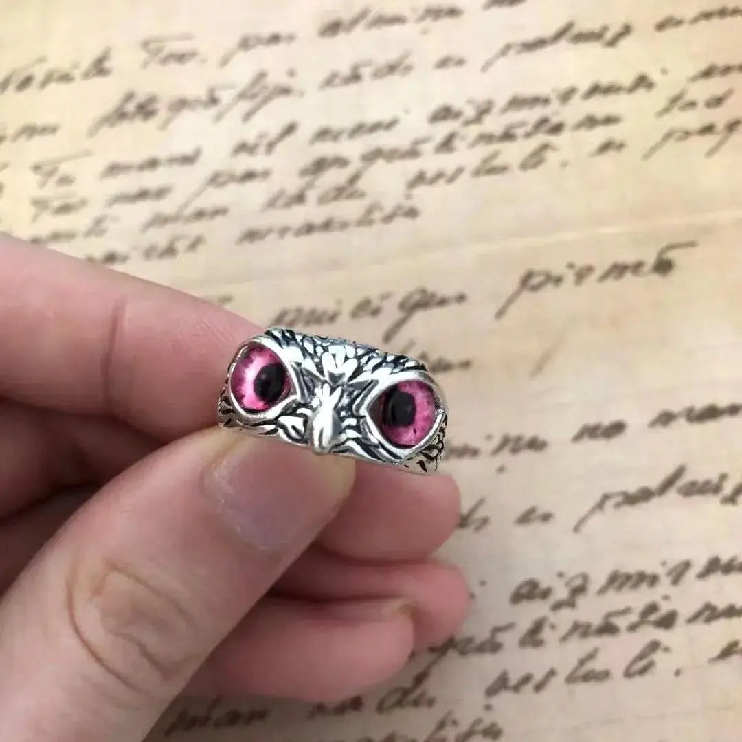 Charm Vintage Cute Men and Women Simple Design Owl Ring Silver Color Engagement Wedding Rings Jewelry Gifts Qme PURPLE antique silver resizable