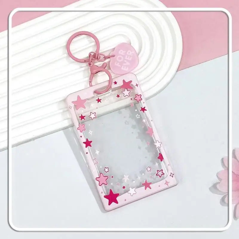 Star Sliding Cover Card Holder Transparent Portable ID Protector Kpop Qme A18