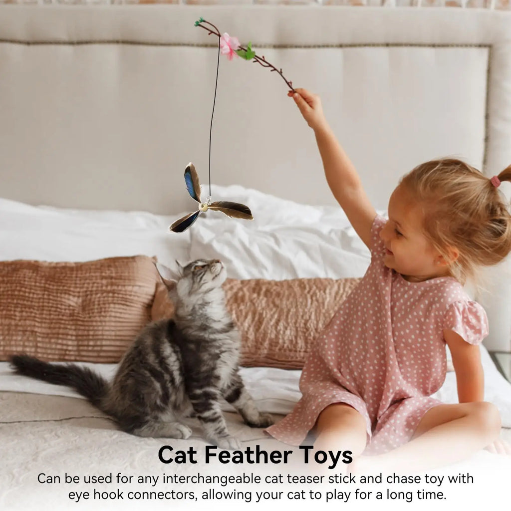 Cat Wand Attachments 6 Pieces Cat Teaser Wand Replacement Interchangeable Teaser Refill Fun Chaser Exercise Supplies for Indoor Qme