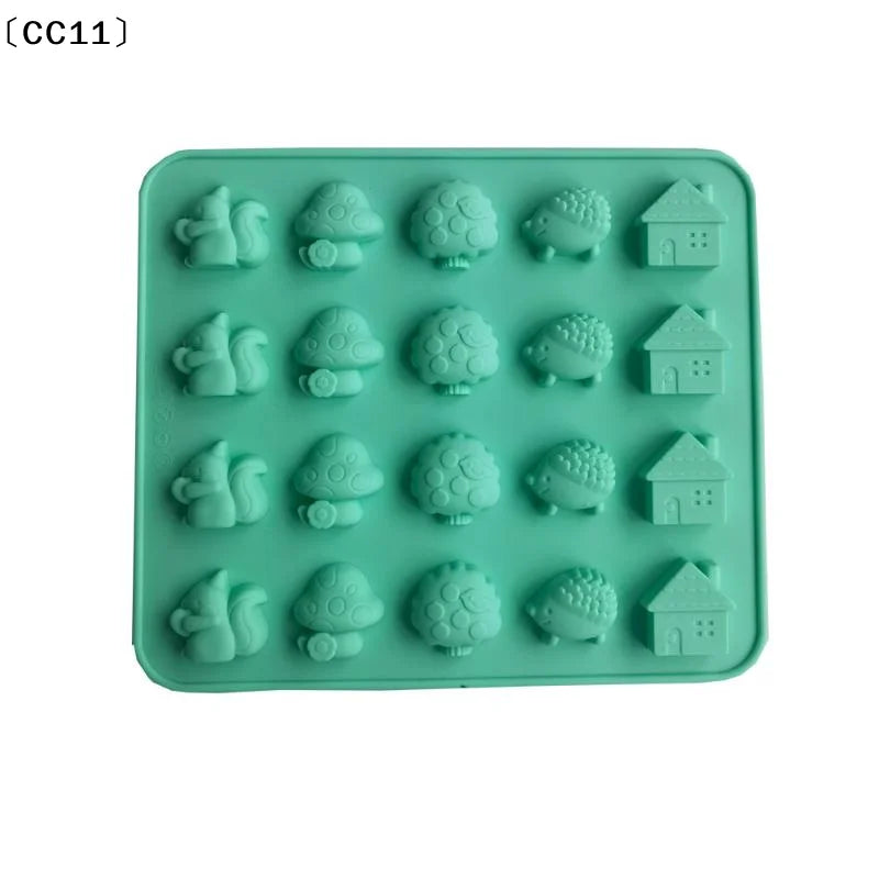 Chocolate Silicone Baking Mold Mushroom Hedgehog Squirrel House Soap Qme