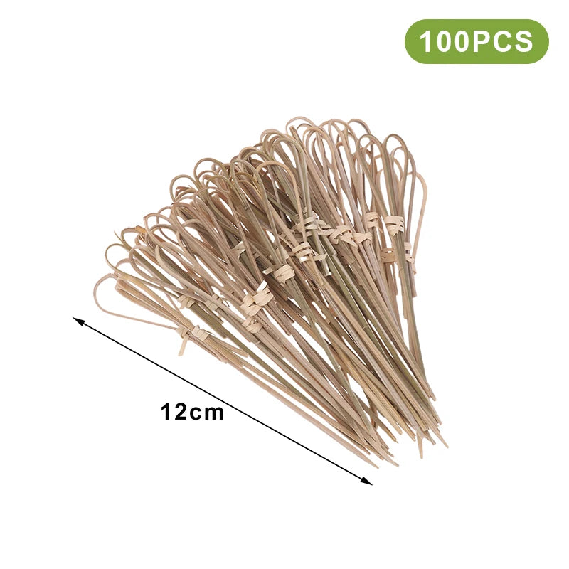 Bamboo Skewers Barbeque Bar Tool Kitchen Cocktail Picks Disposable Qme Scissors 12cm