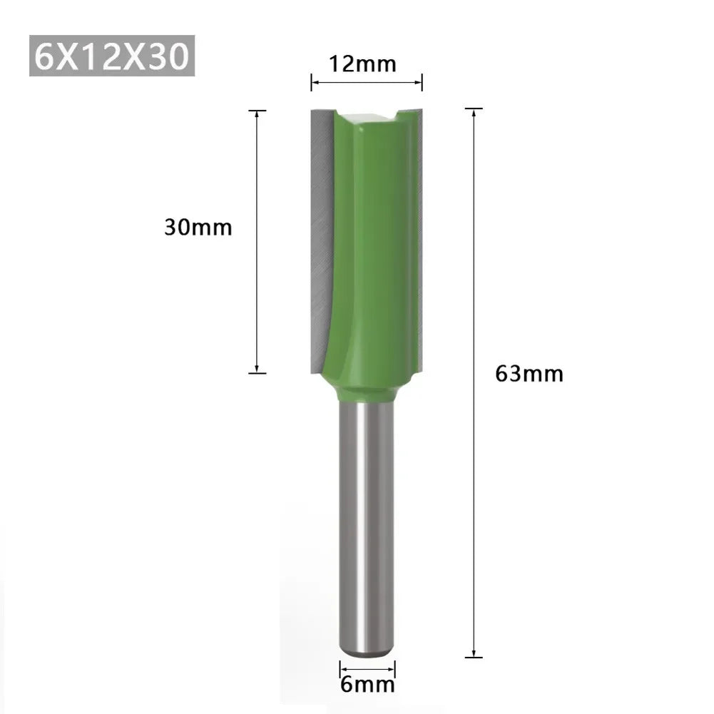 6MM Shank Milling Cutter Wood Carving Single Double Flute Straight Router Bit Cleaning Straight Drill Bit Woodworking Tools Qme 6x12x30