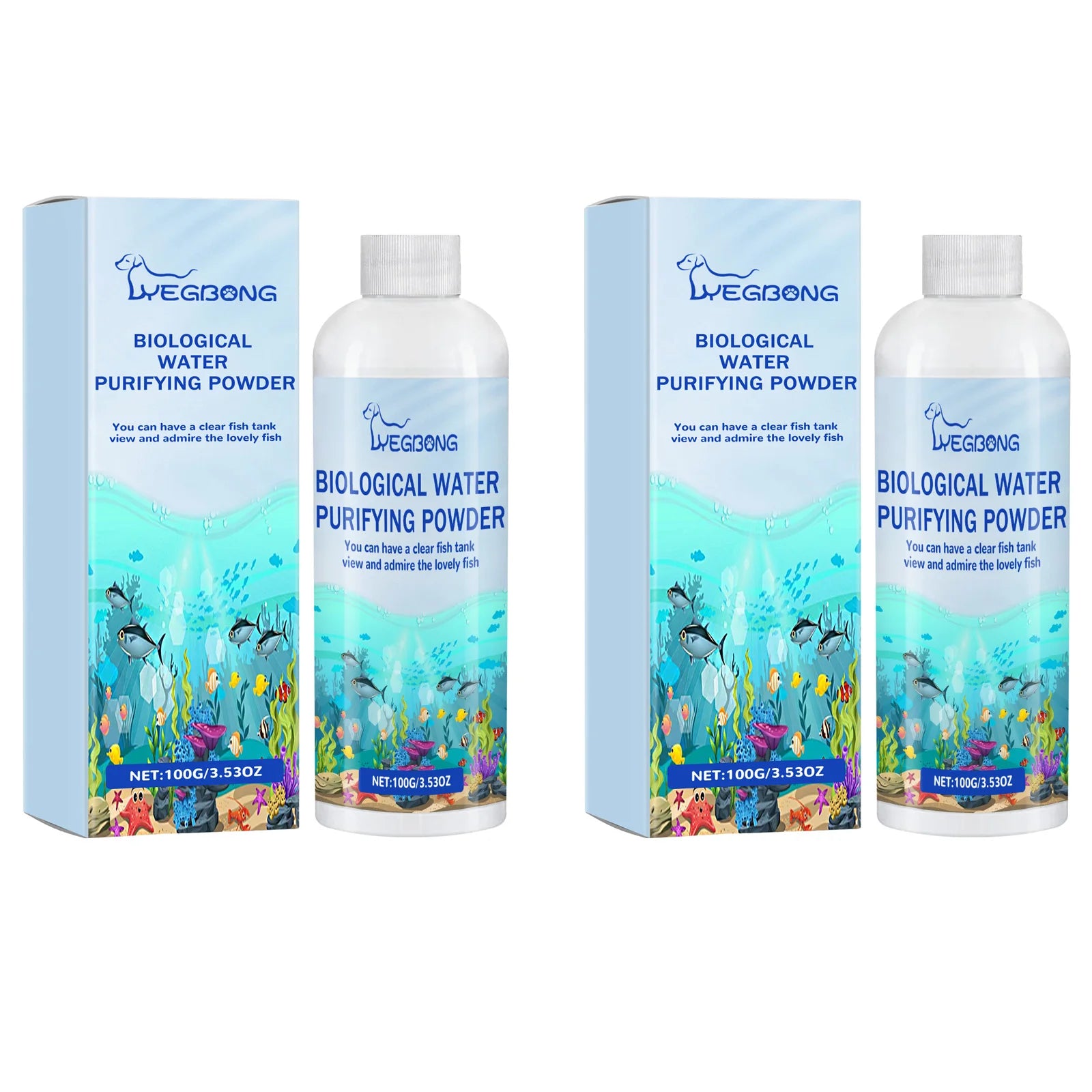 Fish Tank Water Purifier Powder Quickly Purify Water Quality Remove Algae Preventing Fish Diseases Instant Algae Removal Powder Qme 2 x 100ml Boxed