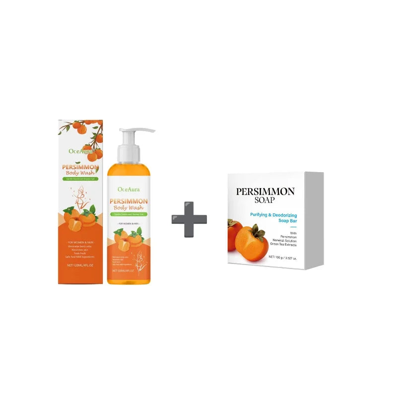 Natural Persimmon Extract Shower Gel Gentle Cleansing Nourishing Body Qme set
