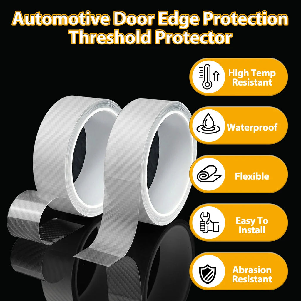 Transparent Carbon Fiber Car Door Sill Film Anti-Scratch Guards Moulding Strip Bumper Trim Protection Car Sticker Qme