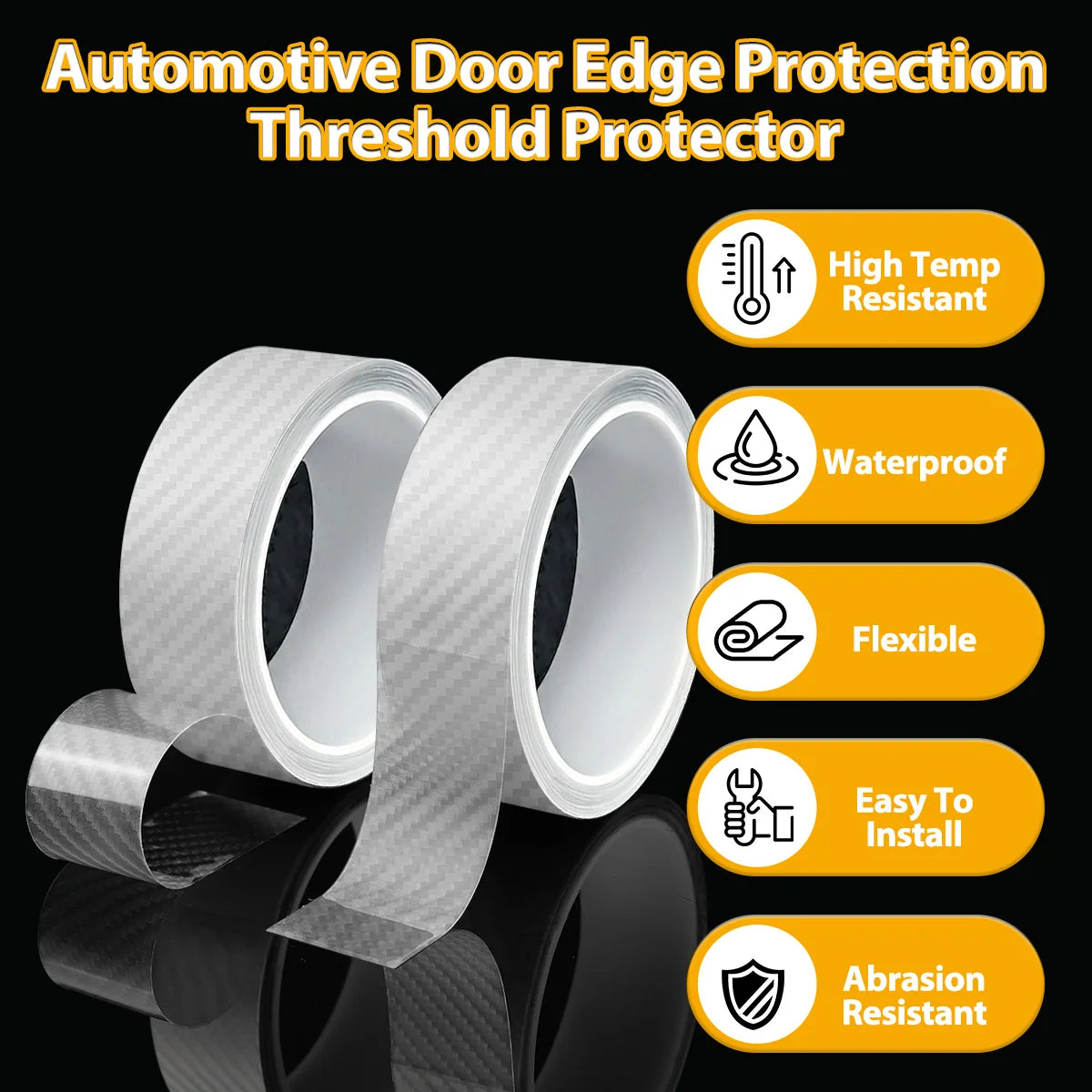 Transparent Carbon Fiber Car Door Sill Film Anti-Scratch Guards Moulding Strip Bumper Trim Protection Car Sticker Qme