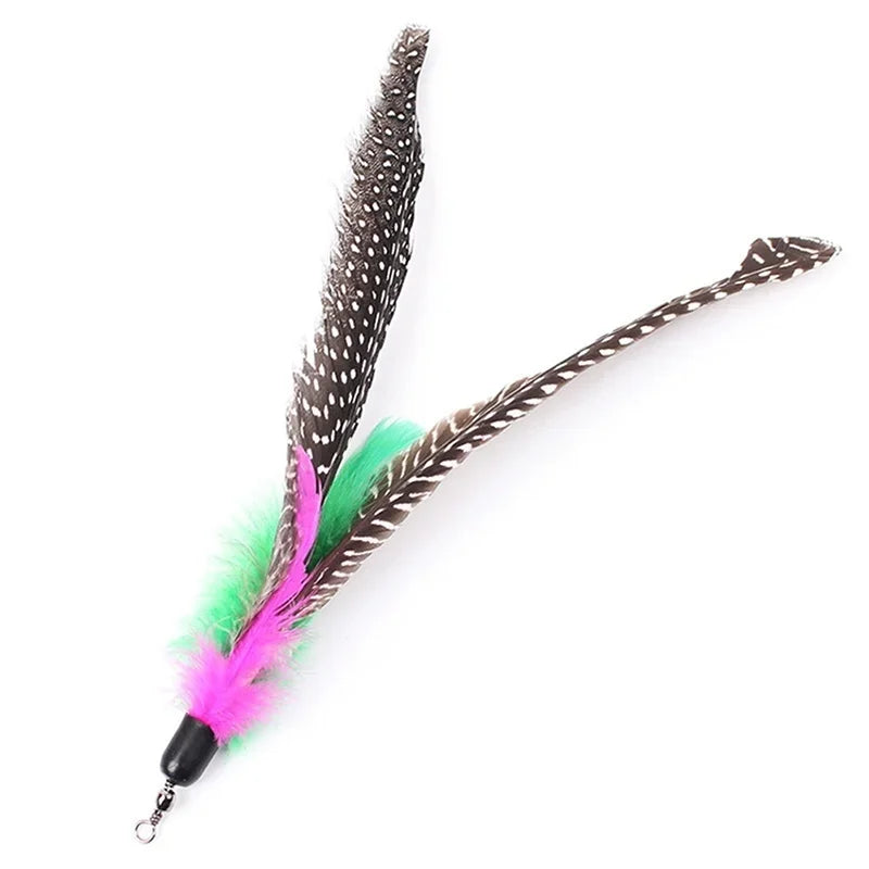 Spare Feather Stick Head Cat Teasing DIY Homemade Toy Pet Qme