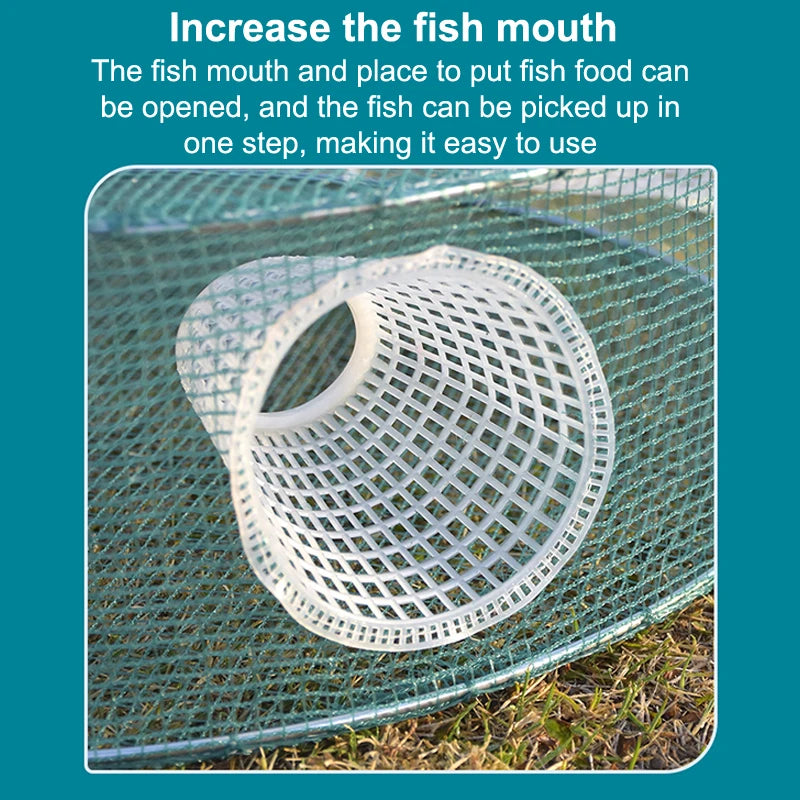 Fishing Net Mesh Folded Round 3 4 Holes Fish Shrimp Automatic Trap Qme