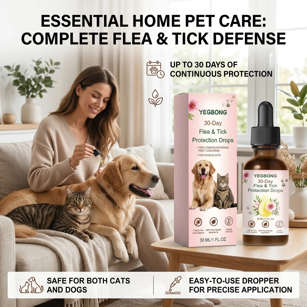 Pet Flea & Tick Removing Drop Cleaning Skin Repel Fleas & Mites Refreshing Long-Lasting Protection Gentle Pet Pest Repellent Oil Qme