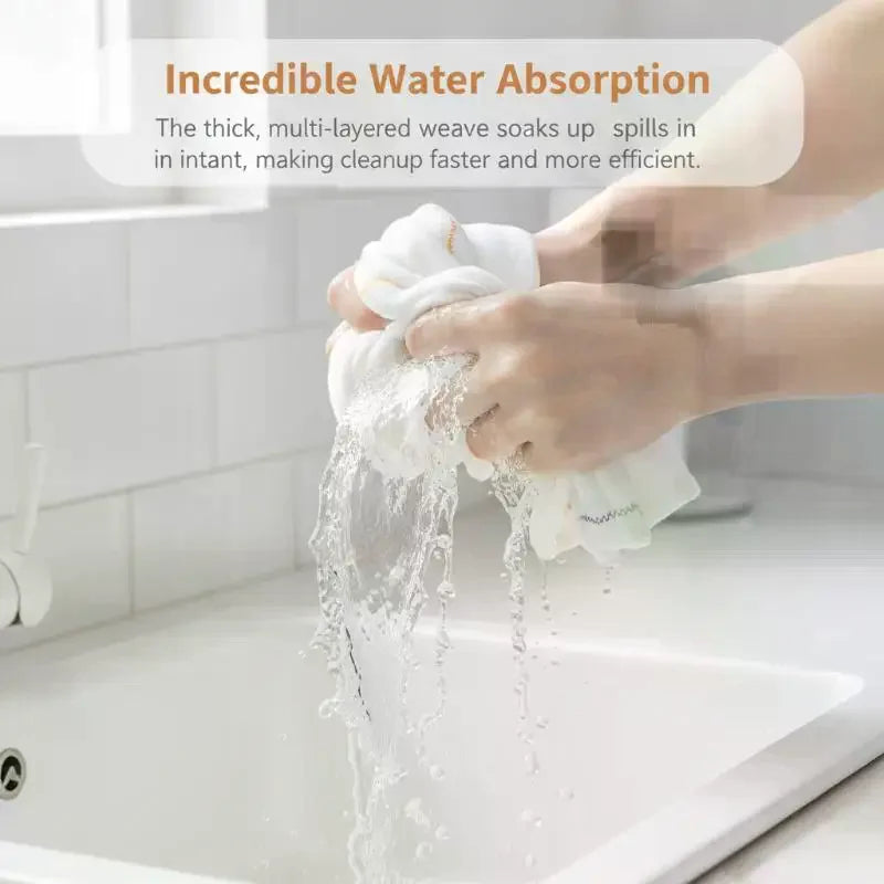 10Pcs Dishwashing Cloth Kitchen Rainbow Cloth Absorbent But Not Shedding Hair Table Cleaning Towel Household Thick Scouring Pad Qme