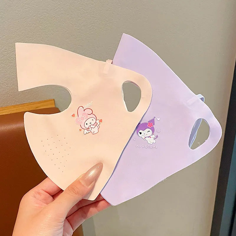 Kuromi Summer Sun Protection Face Mask New UV-Protective Full-Face Mask Breathable Cooling Silk Mask Qme 9