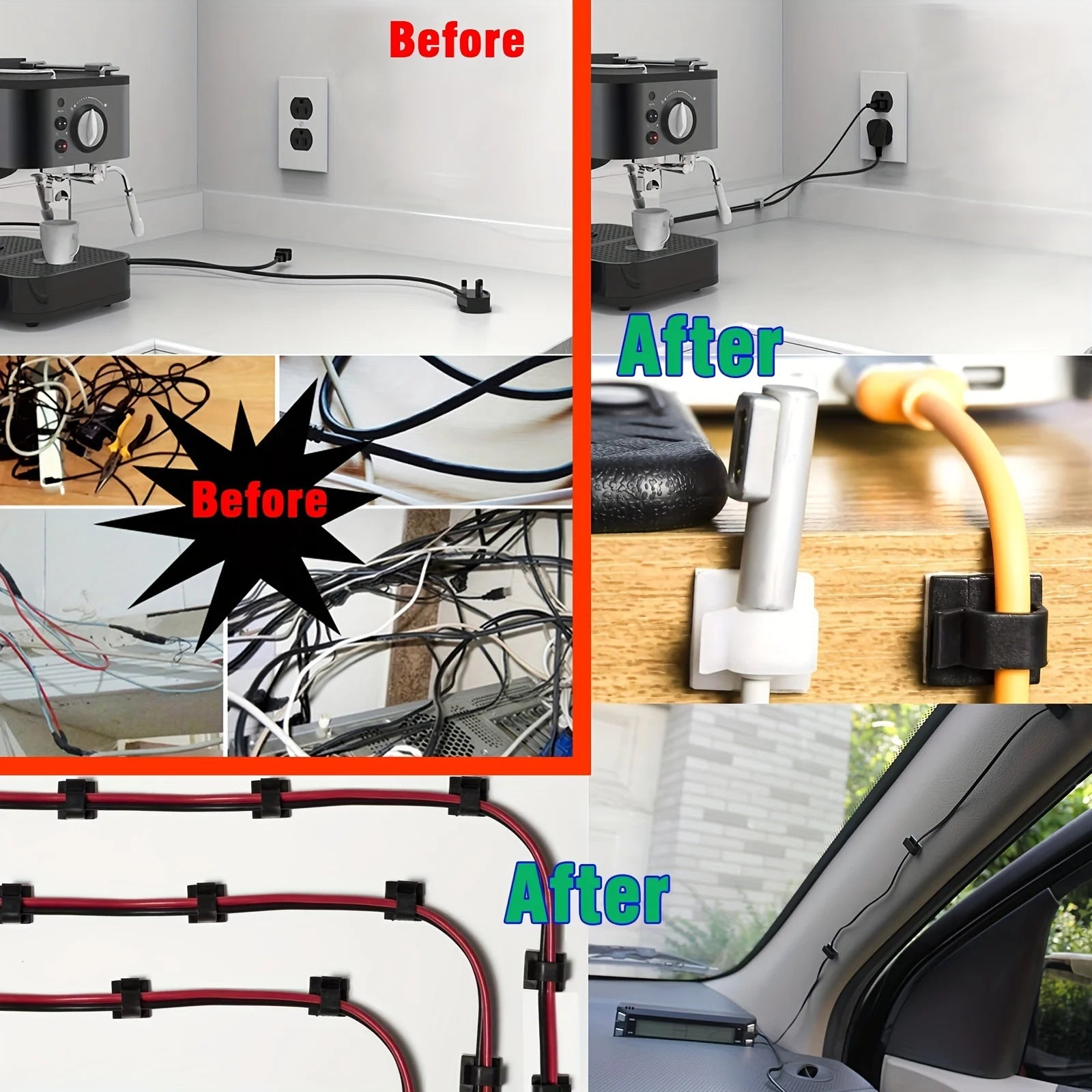 50/100pcs Self-Adhesive Cable Clips: The Ultimate Cable Management Solution for Home & Office! Qme
