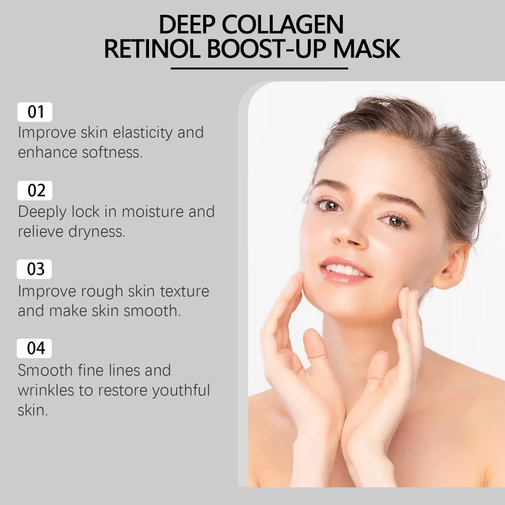 Deep Collagen Retinol Firming Mask Lifting Tightening Facial Skin Lighten Fine Lines Smooth Natural Hydrating Translucent Mask Qme