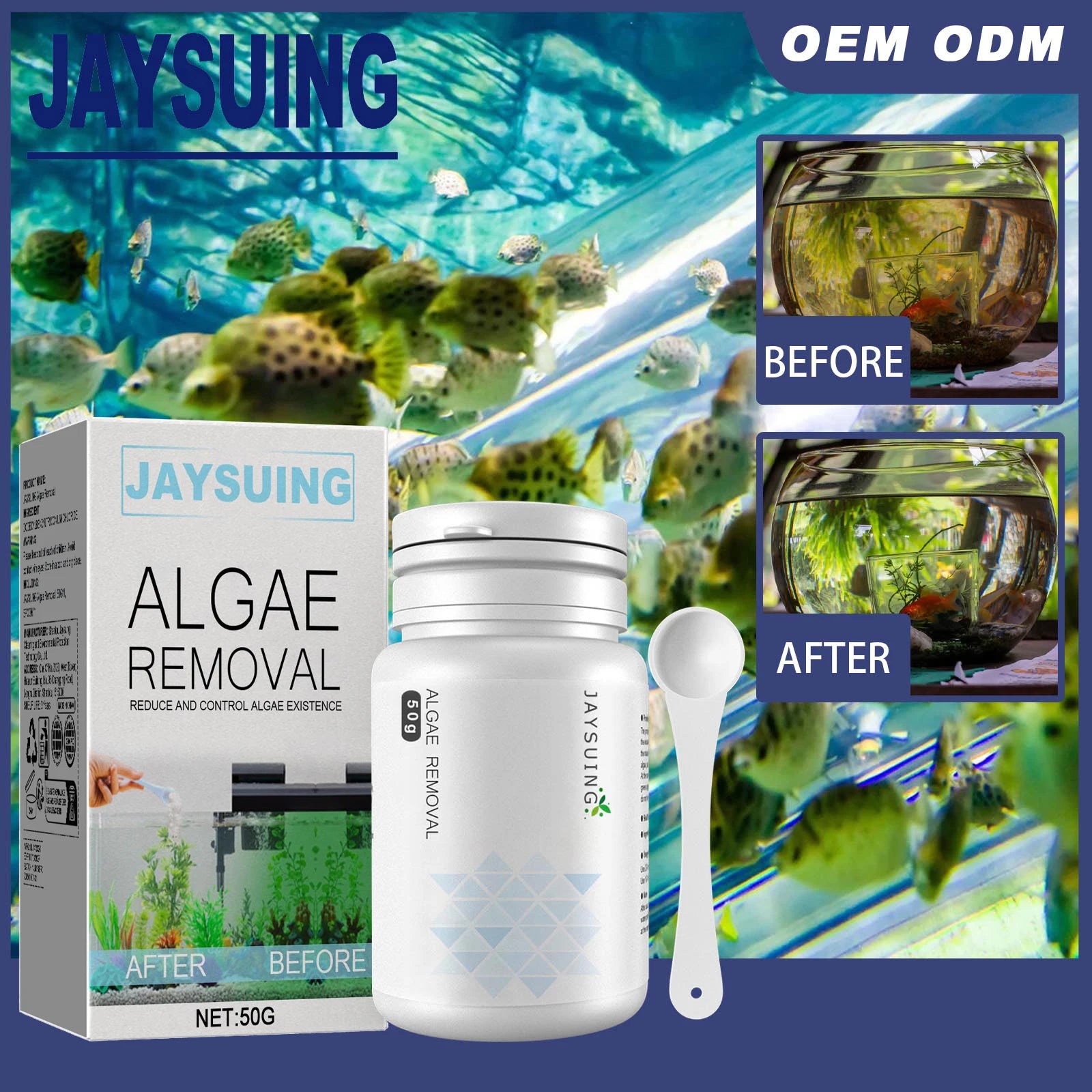 Algae and moss remover; green water and cyanobacteria remover; aquarium and aquarium algae remover; aquatic plant remover Qme