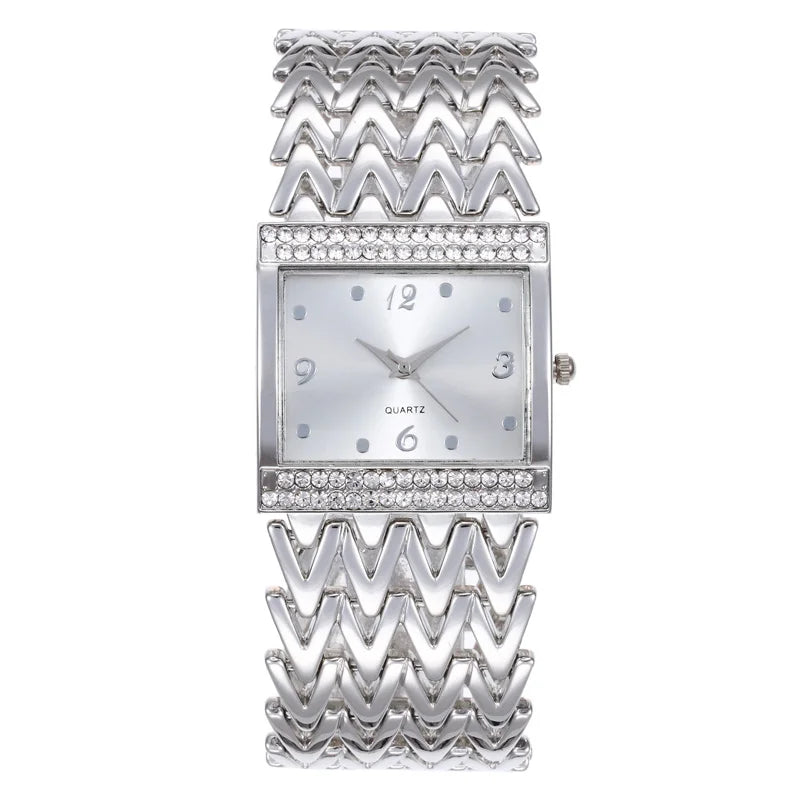 Fashion Luxury Bracelet Watches For Women Stylish Golden Silver Stainless Strap Ladies Quartz Wristwatch Clock Casual Qme Silvery