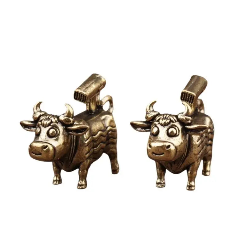 Cow Figurine Brass Ornament Miniature Collection Desktop Craft Home Qme
