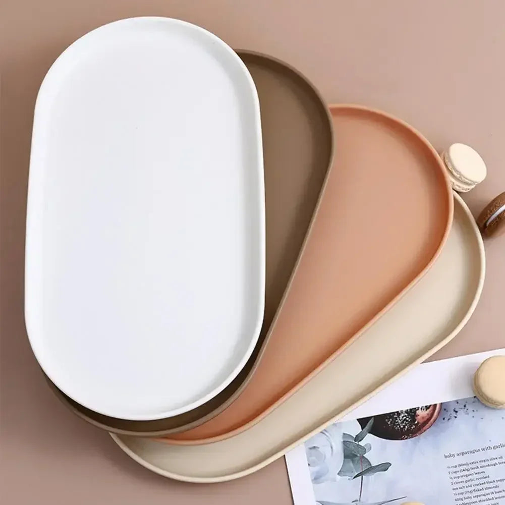 Fruit Plate Dessert Tray Stackable Oval Food Serving Tray Free Bone Dish Snack Plate Reusable Smooth Edge Food Plate for Kitchen Qme